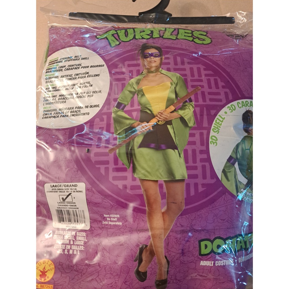 Rubies TMNT Donatello Adult Women Costume Large 10-14 Green Kimono 887253